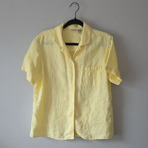 L.L. Bean Women's Light Yellow 100% Linen Shirt Size Lg